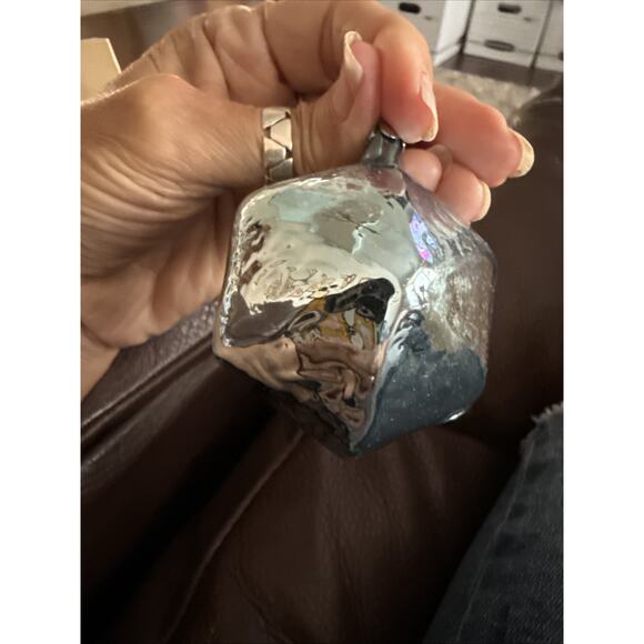 VINTAGE ‘94 Russia PUFFY HEXAGON BLOWN GLASS PART MERCURY GLASS ORNAMENTS 11 - Picture 7 of 7